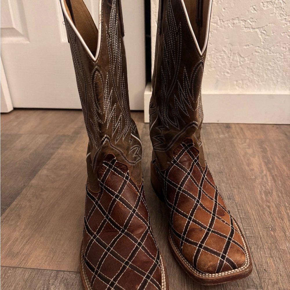 Men's Brown Quilted Western Cowboy Boots